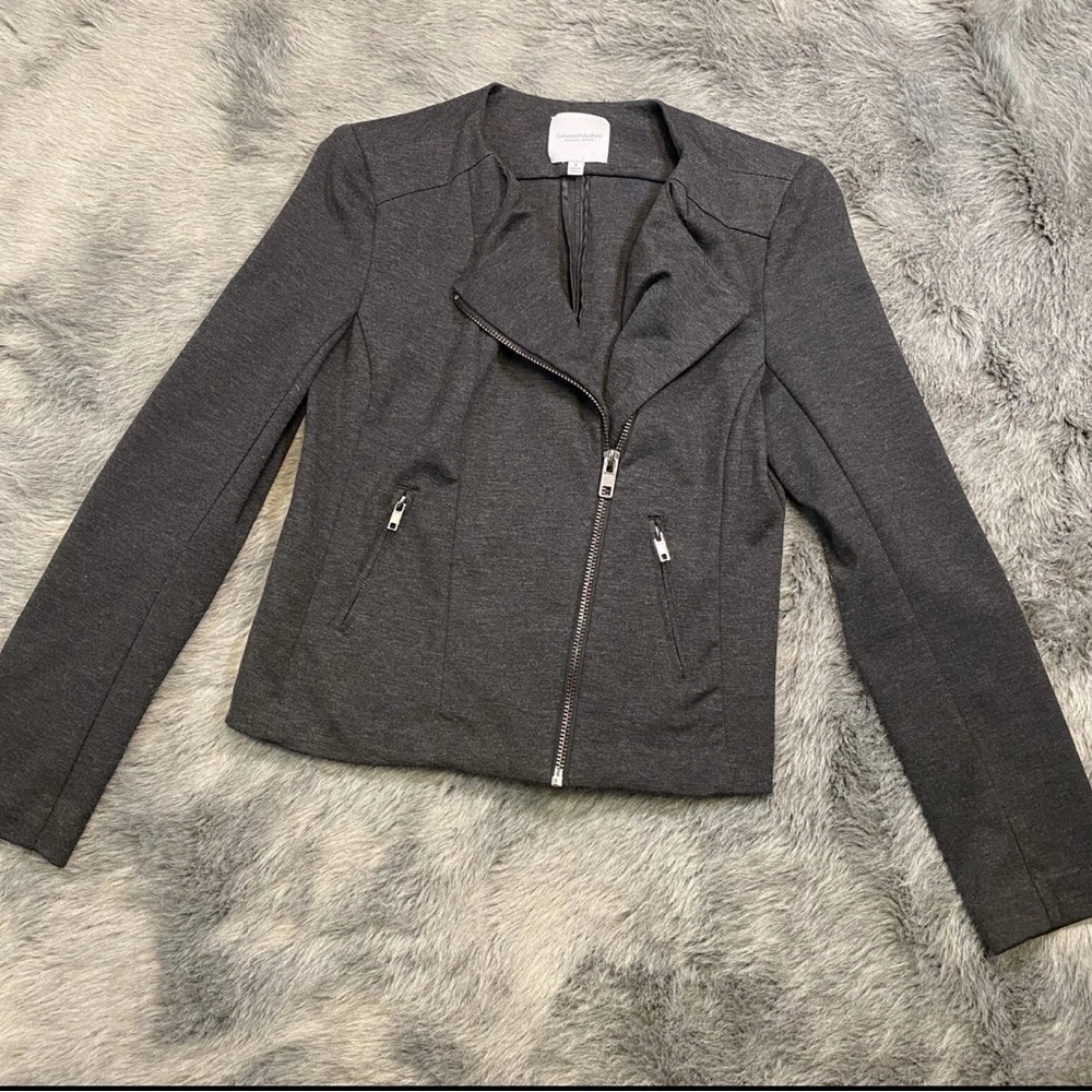 Catherine Malandrino Jacket Womens Small Charcoal Full Zip Moto Runway Style